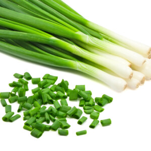 chopped green onions on white chopped green onions on white